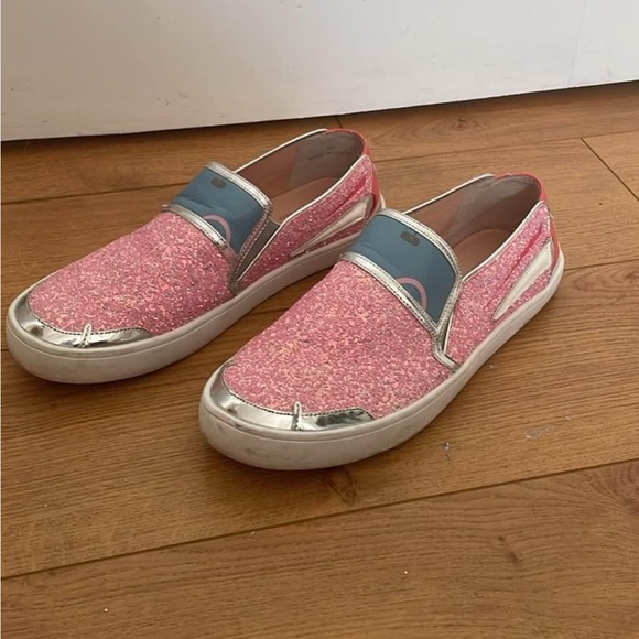kate spade Shoes - Pink Glitter Slip-On Sneakers with Silver Accents